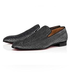Christian Louboutin men’s dress loafers with silver strass and black detailing
